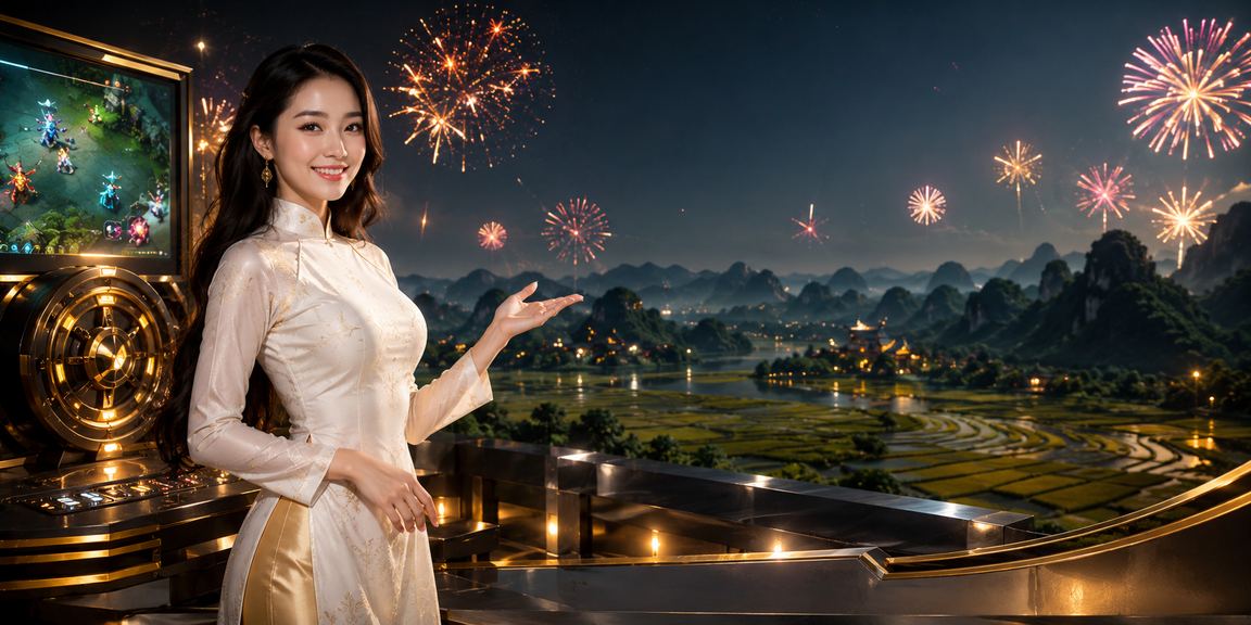 Phong cảnh Ninh Bình với áo dài truyền thống kết hợp không khí esports và cược hiện đại
