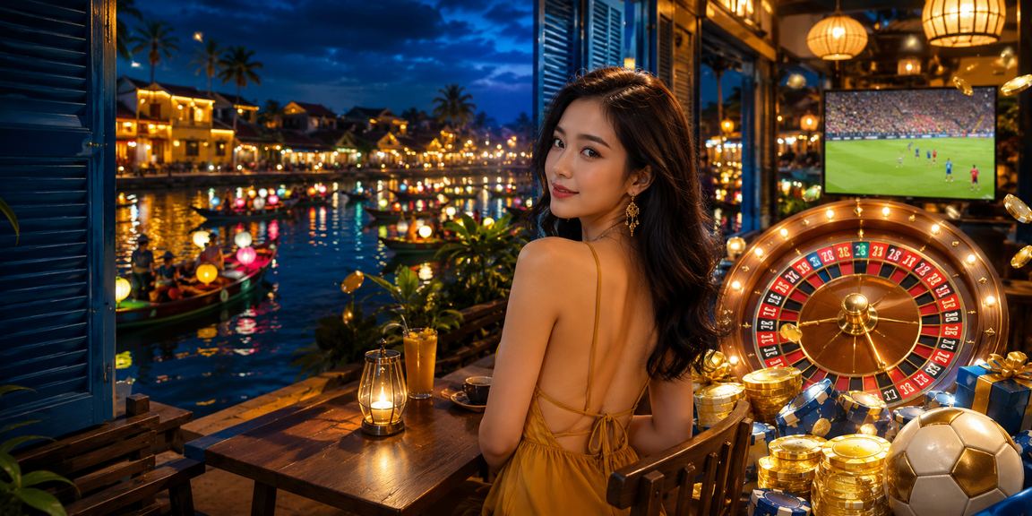 Màn hình hiển thị casino và jackpot trực tuyến trong không khí đêm Việt Nam